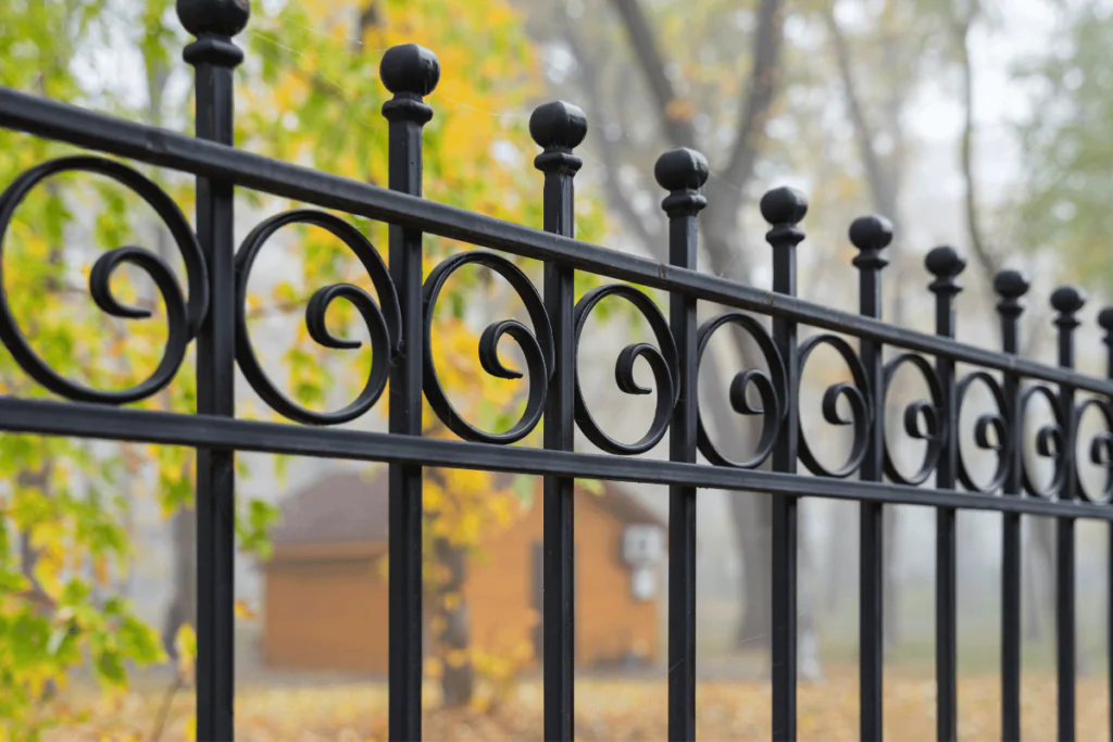 A custom wrought iron fence
